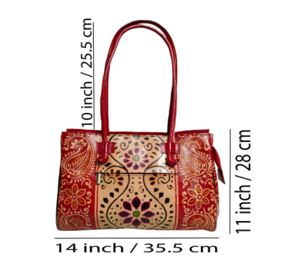 Rangoli Design Umbrella Leather Handbag