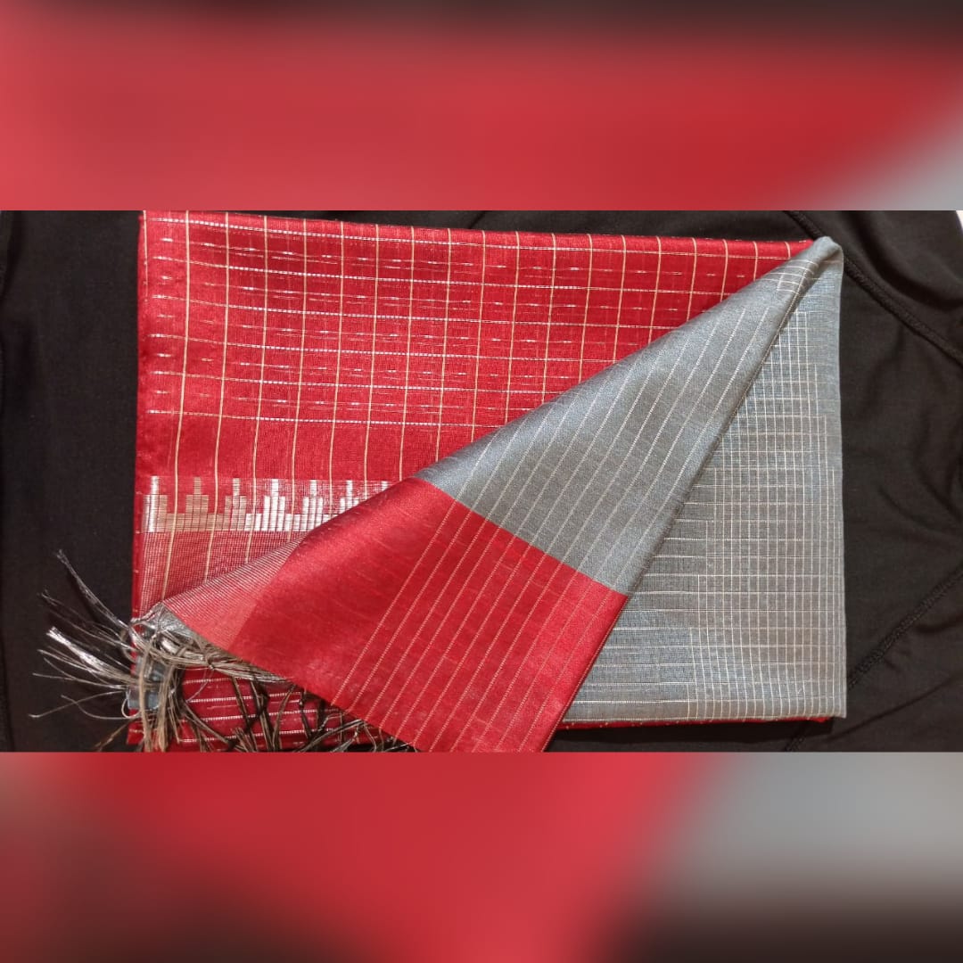 Red & Black Champa Silk Saree