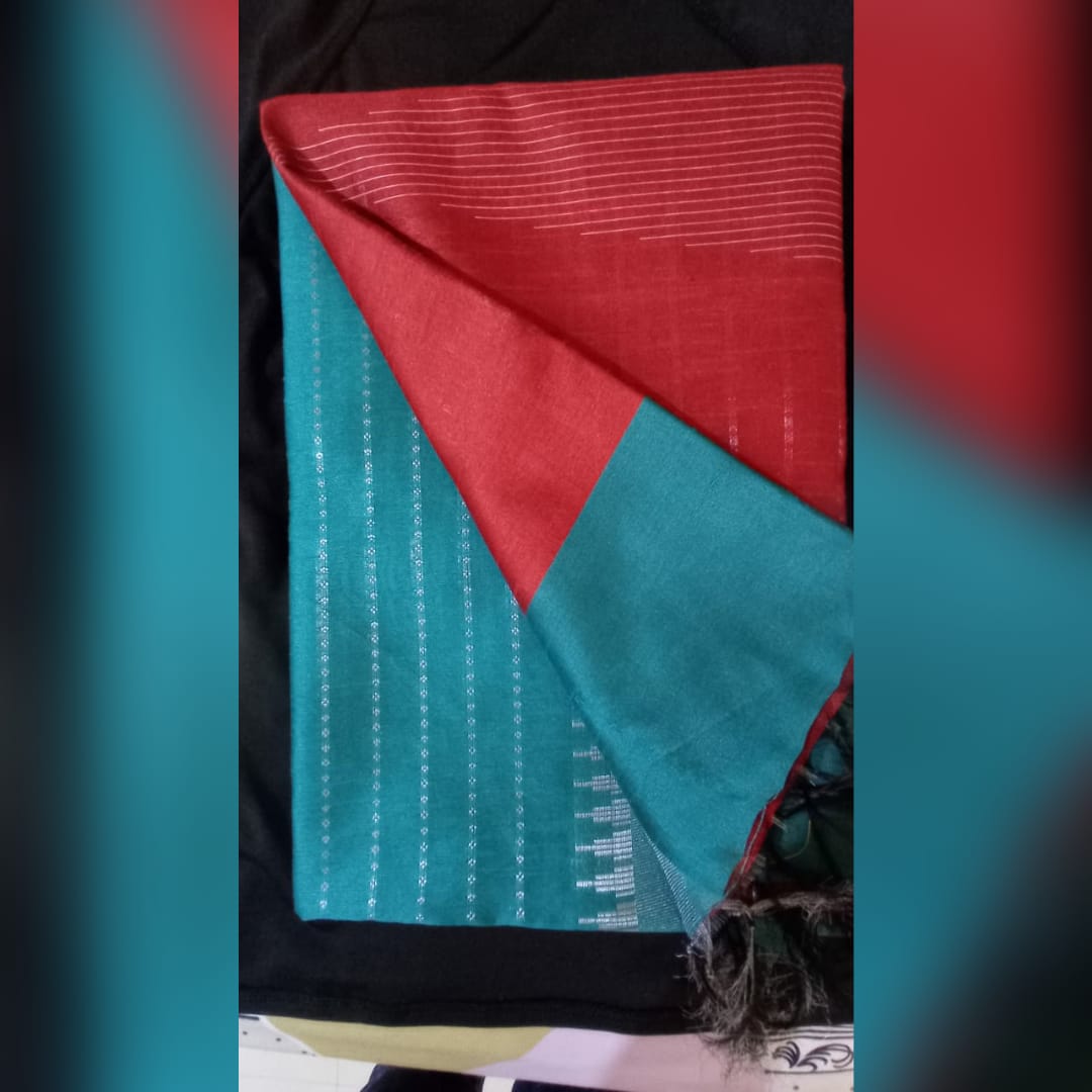 Red & Blue Champa Silk Saree