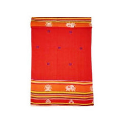 Red Extra Weft Handwoven Double Bed Cover