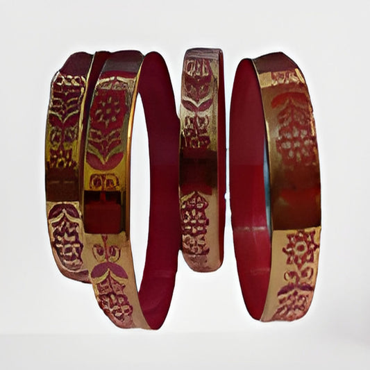 Red Glass Kangan set of 4