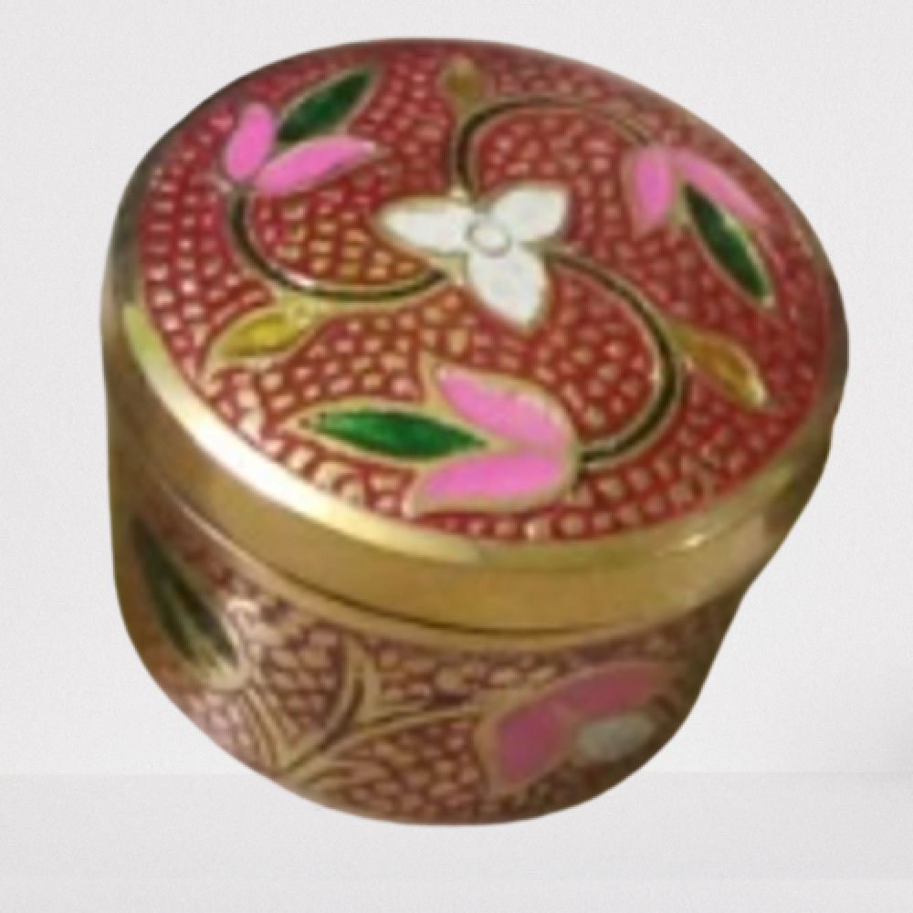 Kimu Box Shop – Red Kum Kum Box Meena Work (2 Inch) - GI Heritage– Gi Heritage