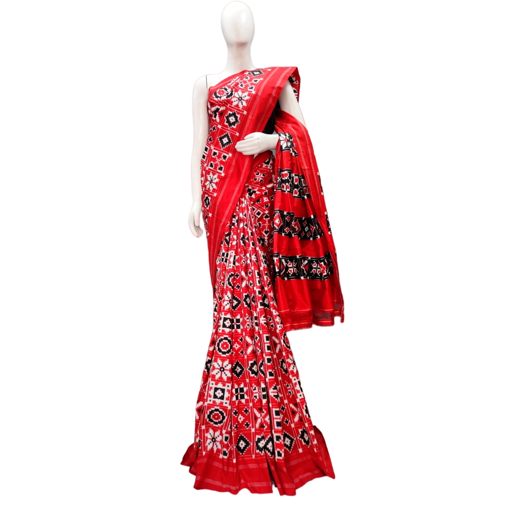 Red Telia Rumal Saree