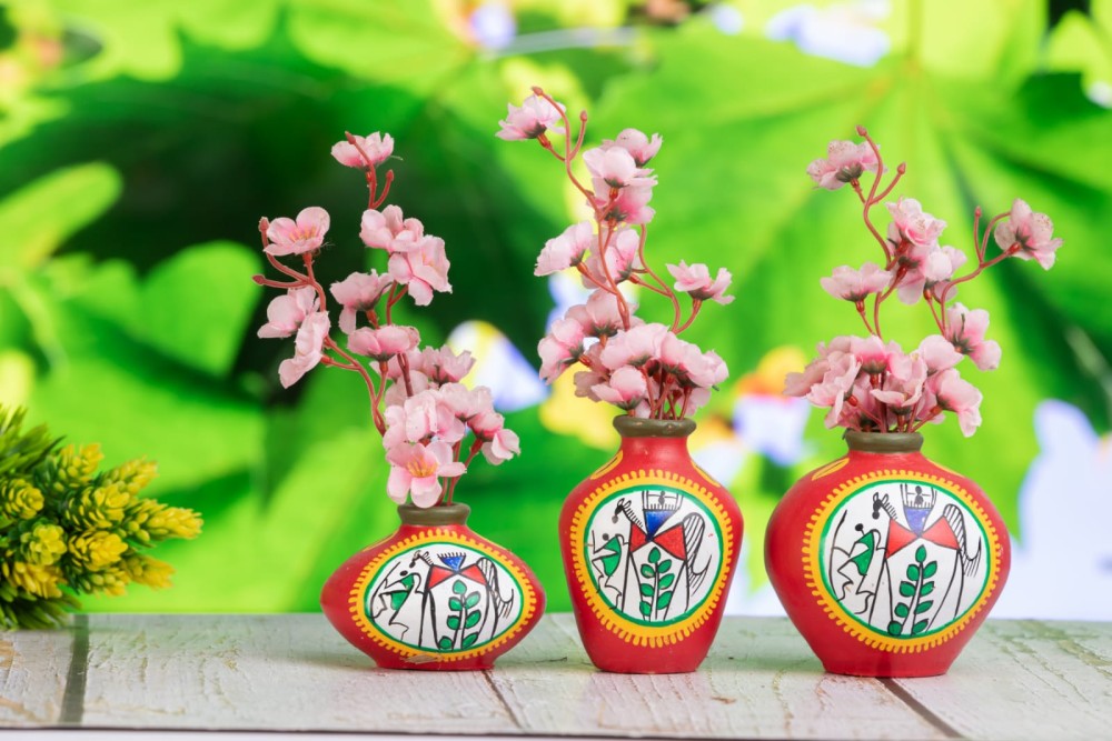 Red Terracota Vase set of 3