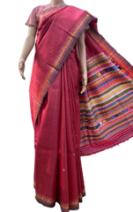 Red Tussar Saree