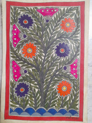 Rich Multicolored Floral Patterns on Khadi Paper Using Natural Paints