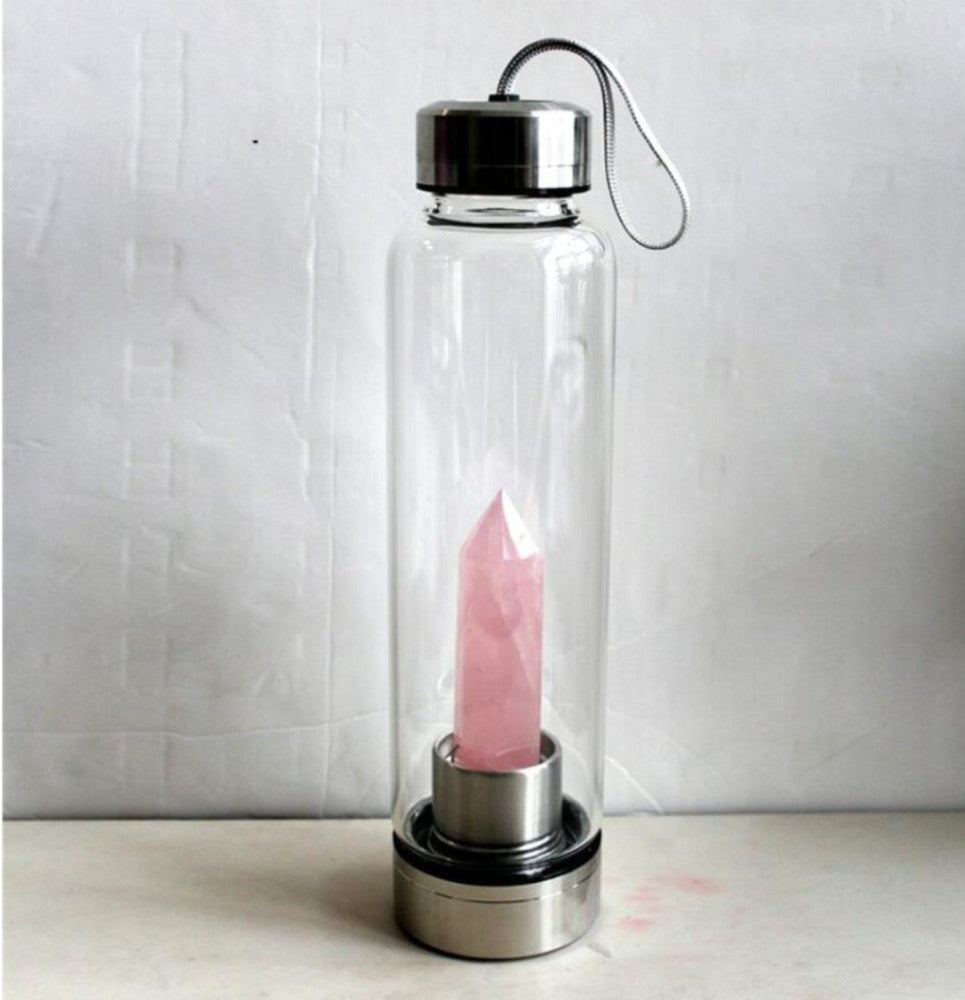 Rose Quartz Crystal Water Bottle