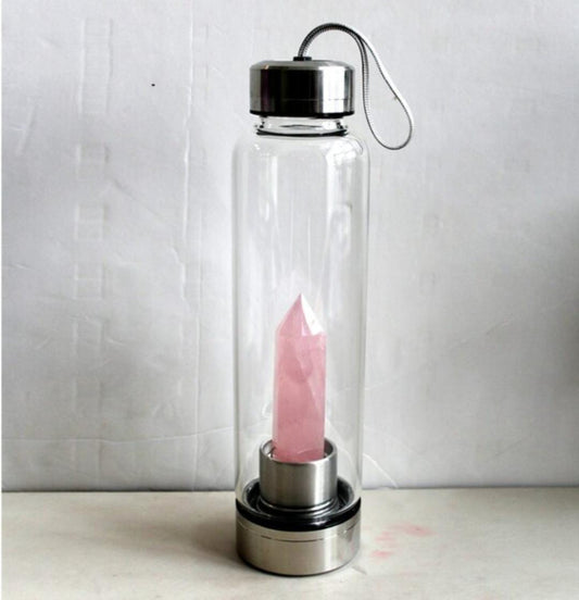 Rose Quartz Crystal Water Bottle