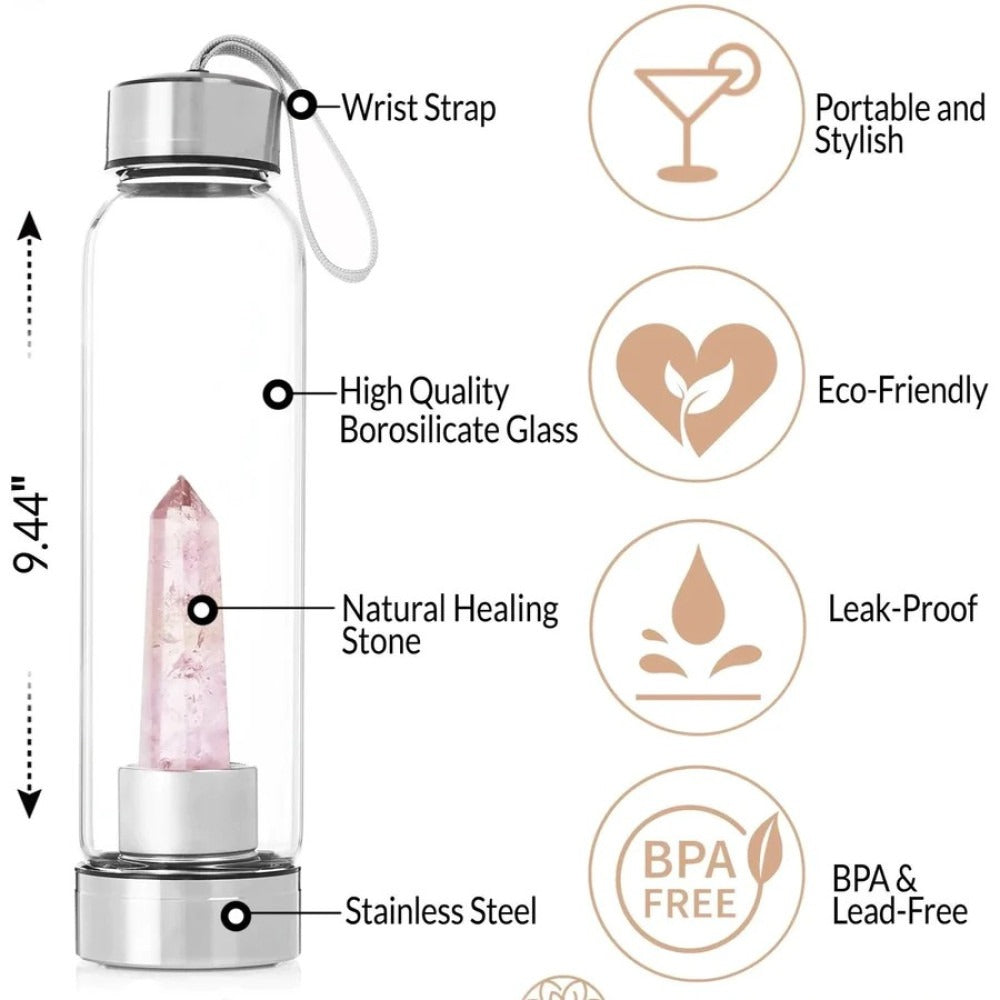 Rose Quartz Miracle Crystal Water Bottle