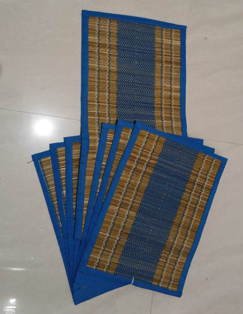 Runner With 6 Table Mats - Blue
