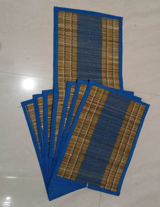 Runner With 6 Table Mats - Blue