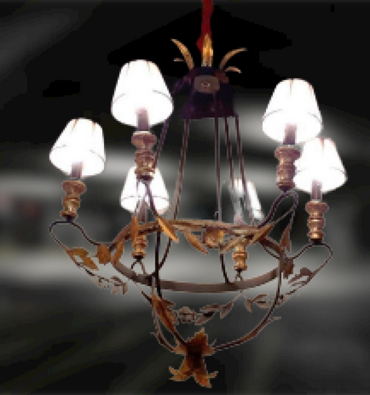 Rusty Golden Chandelier With 6 Lights