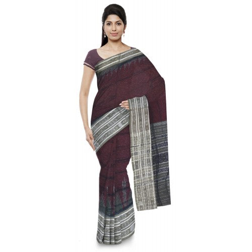 Dynamic Maroon Coloured Sambalpuri Bandha Saree for Women