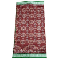 Traditional Handwoven Brown with Green Border Sambalpuri Sarees for women