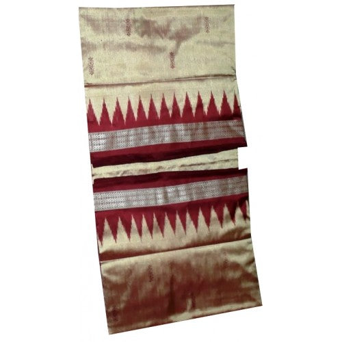 Traditional Handwoven Cream Colour and Maroon Sambalpuri Sarees for women