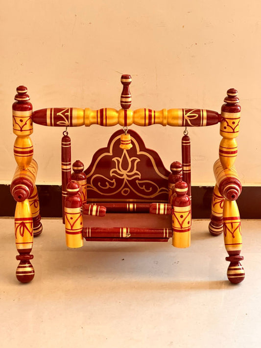 Sankheda Golden & Maroon Krishna Palna