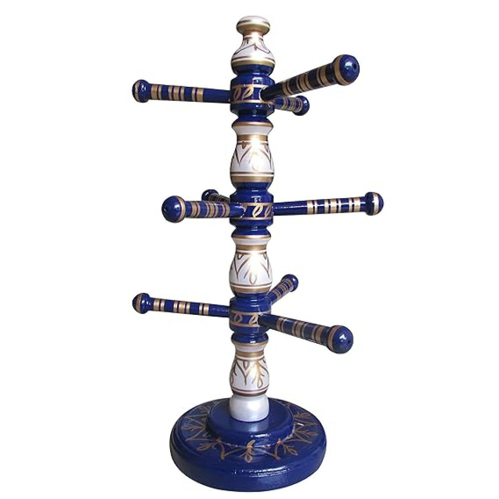 Sankheda Hand Painted Bangle Stand Pearl White Blue Golden