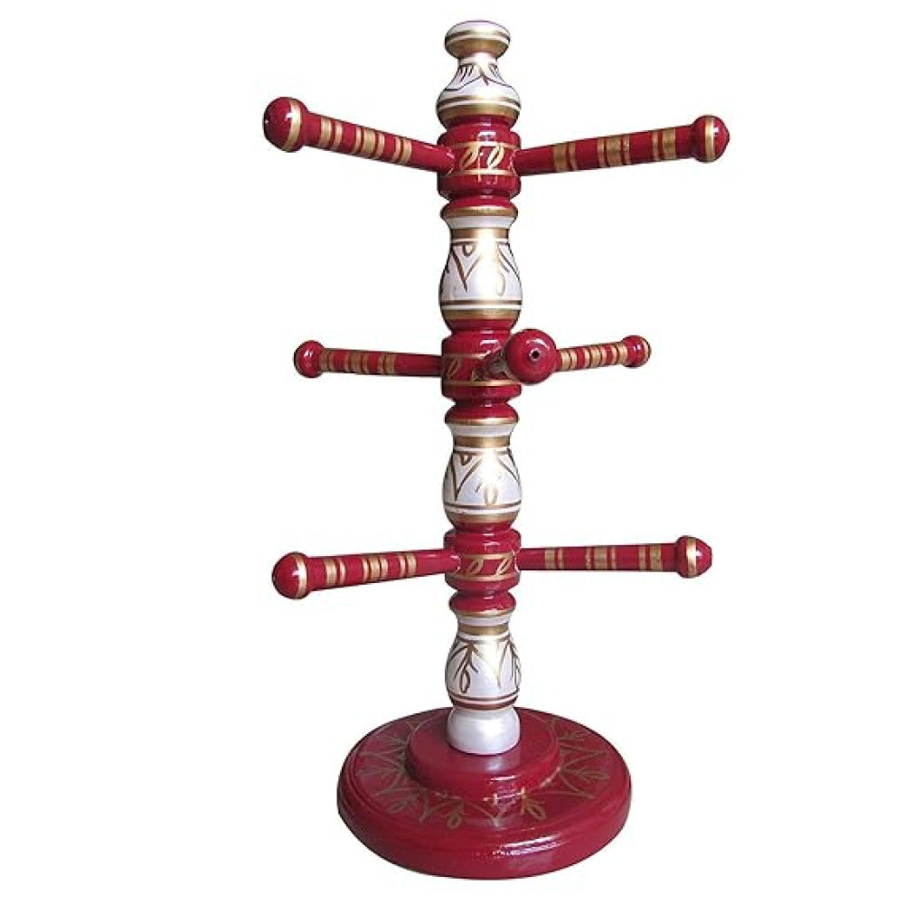 Sankheda Hand Painted Bangle Stand Pearl White Cherry Golden