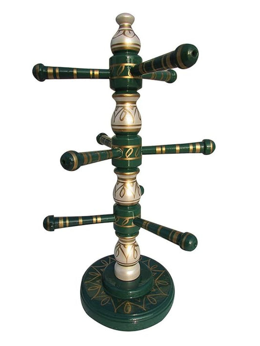 Sankheda Hand Painted Bangle Stand Pearl White Green Golden