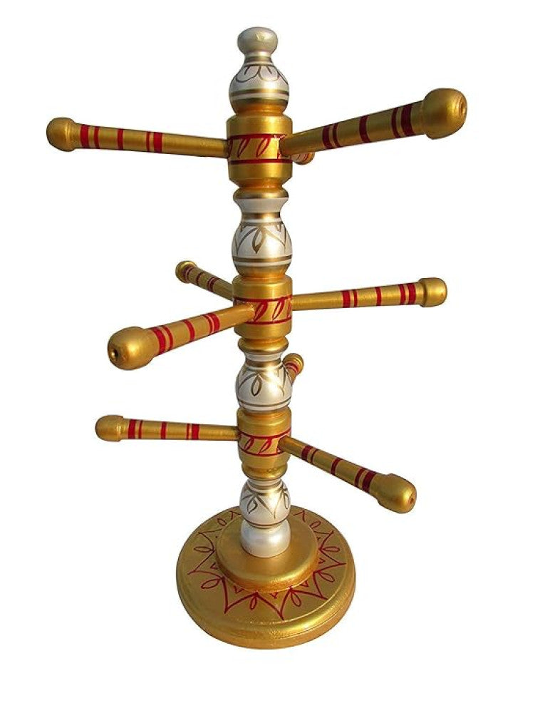 Sankheda Hand Painted Bangle Stand Pearl White pearl Yellow Cherry