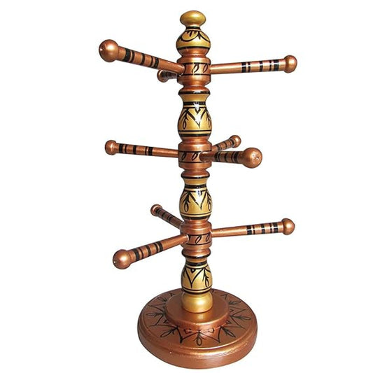 Sankheda Hand Painted Bangle Stand Pearl Yellow Copper Black