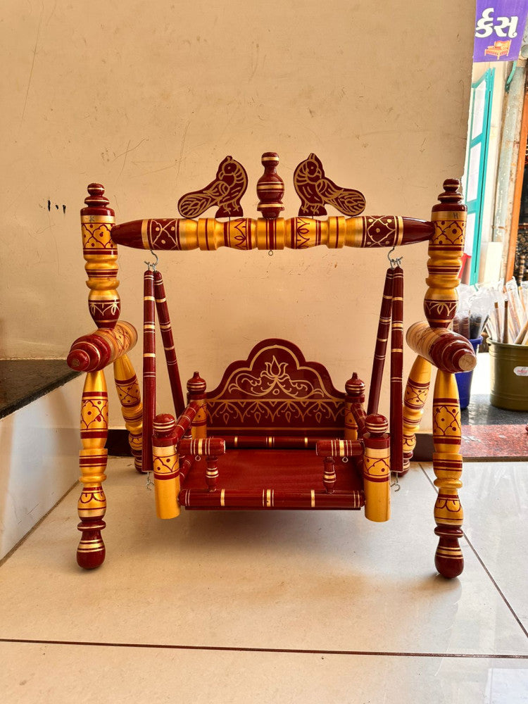 Sankheda Red & Golden Krishna Palna