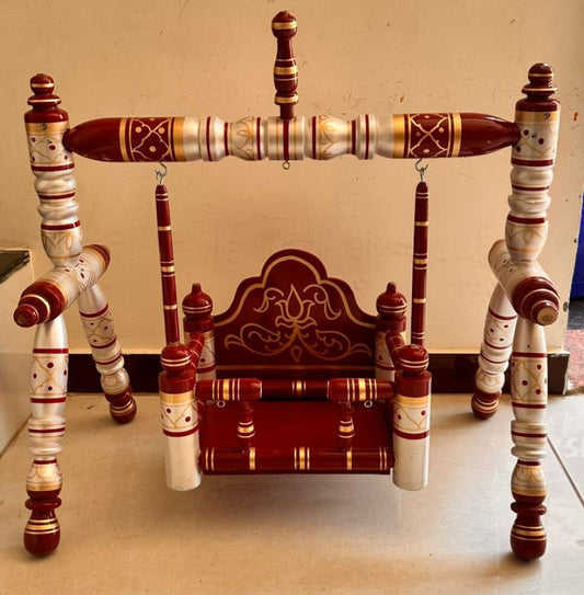 Sankheda Red & White Krishna Palna