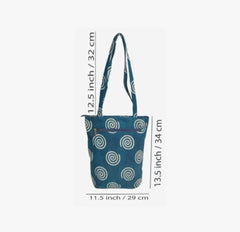 Shantiniketan Genuine Leather Handcarfted Blue Tote Bag For Woman