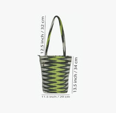 Shantiniketan Genuine Leather Handcarfted Green Tote Bag For Woman