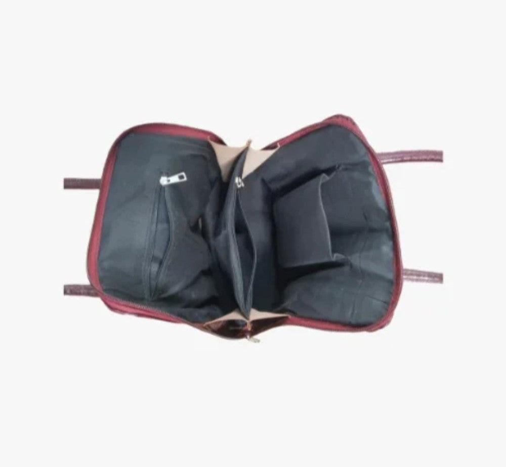 Shantiniketan Genuine Leather Handcarfted Maroon Fill Chain Hangbag For Woman( Bornomala)