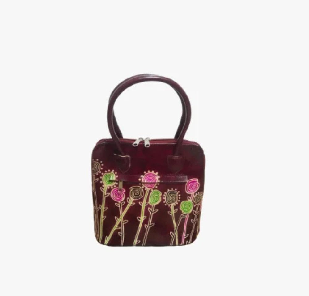 Shantiniketan Genuine Leather Handcarfted Maroon Fill Chain Hangbag For Woman( Daisy)