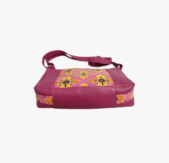 Shantiniketan Genuine Leather Handcarfted Patchwork Pink Trendy Sling Bag For Woman