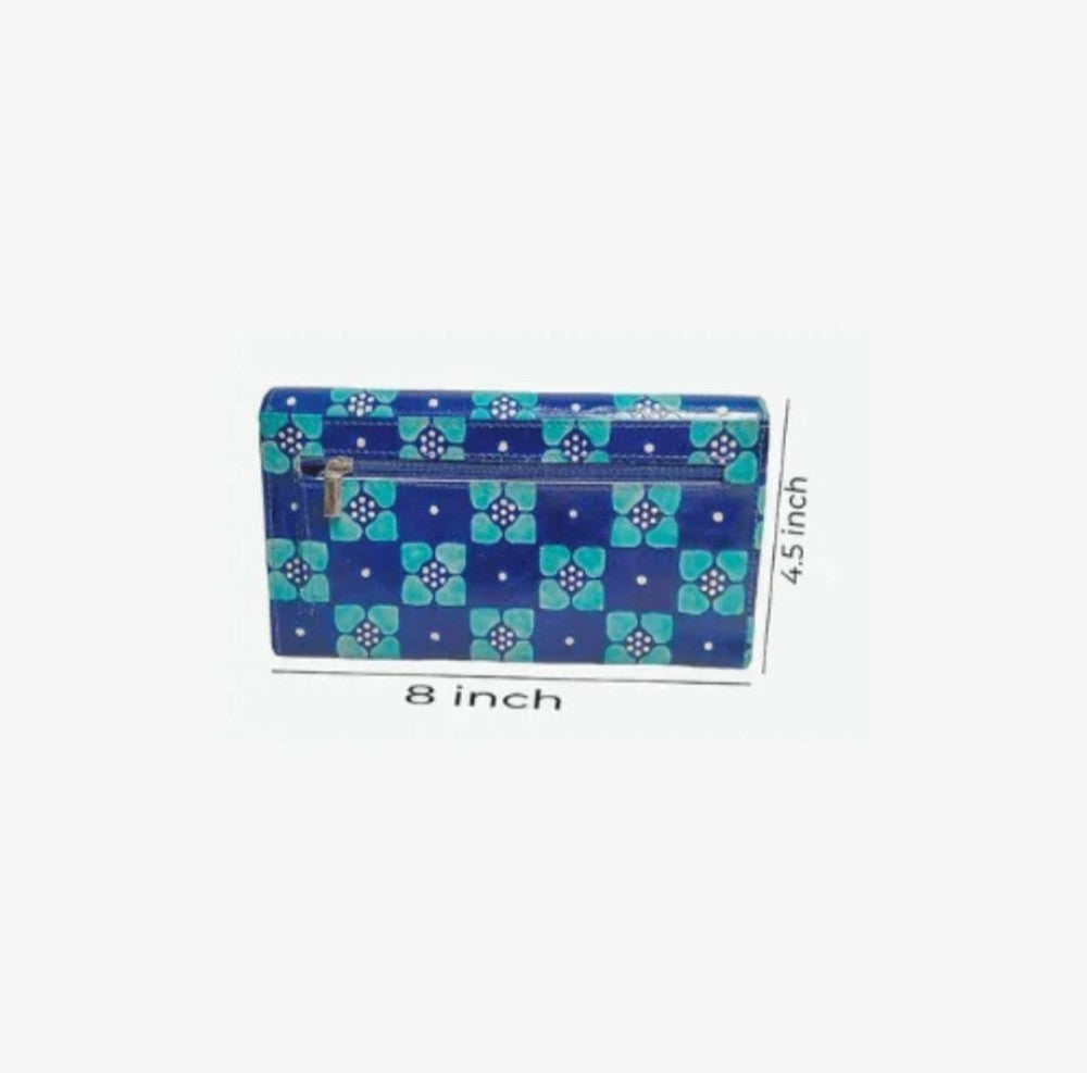 Shantiniketan Genuine Leather Handcrafted Hand tooled Multi Compartment Wallet Clutch For Women
