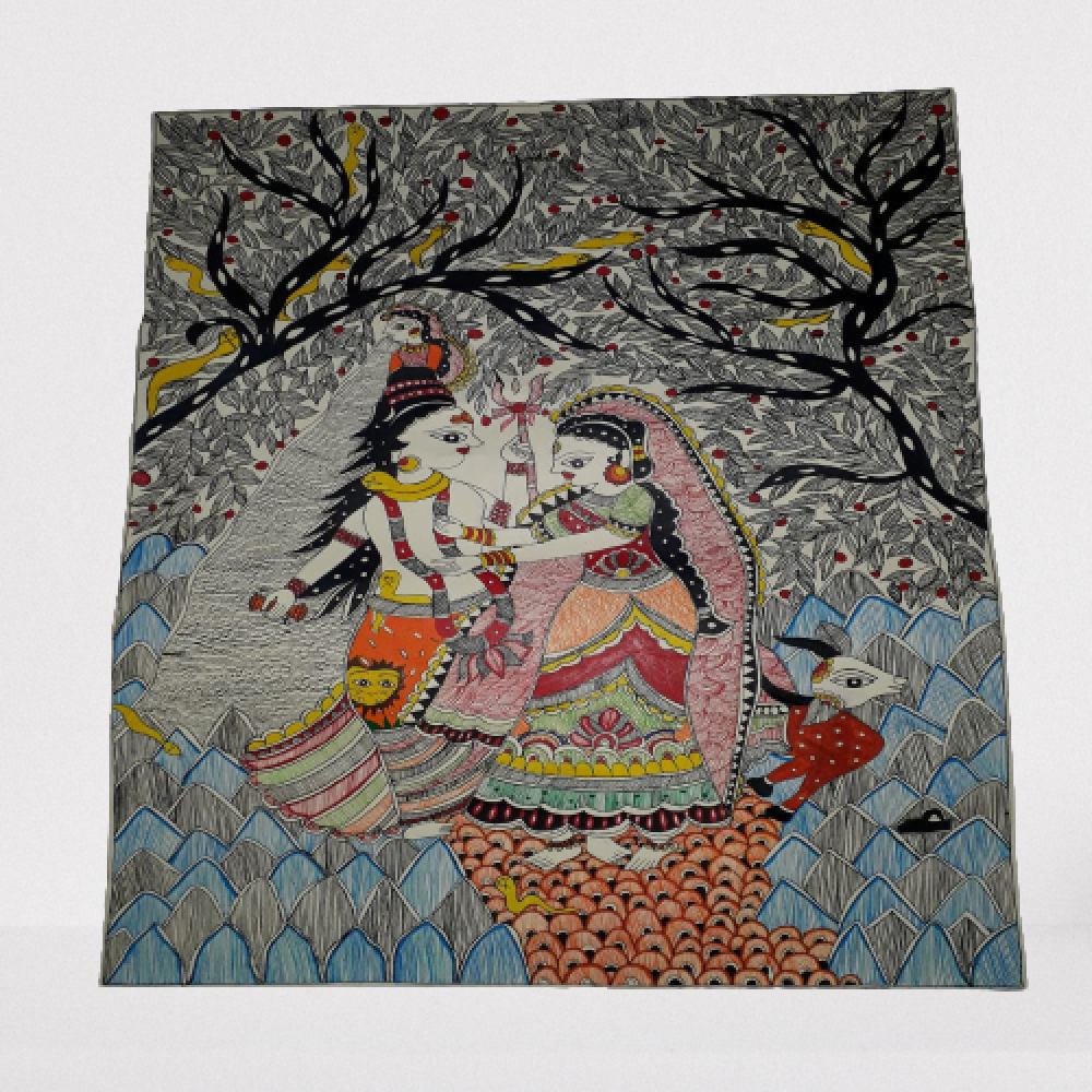 Shiva & Parvathi Wedding Madhubani Painting