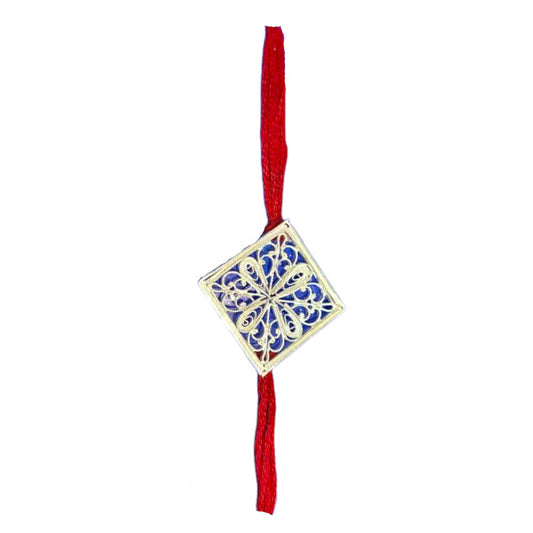 Silver Filigree of Karimnagar Stylish Diamond shape Rakhi