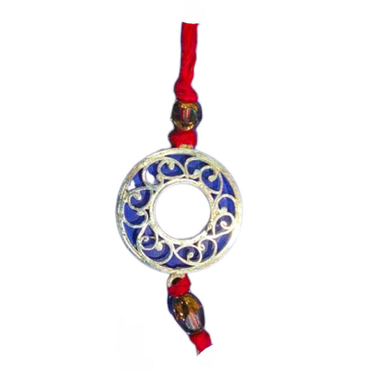Silver Filigree of Karimnagar Stylish Round Rakhi