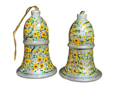 Silver & Yellow Floral Christmas Bells