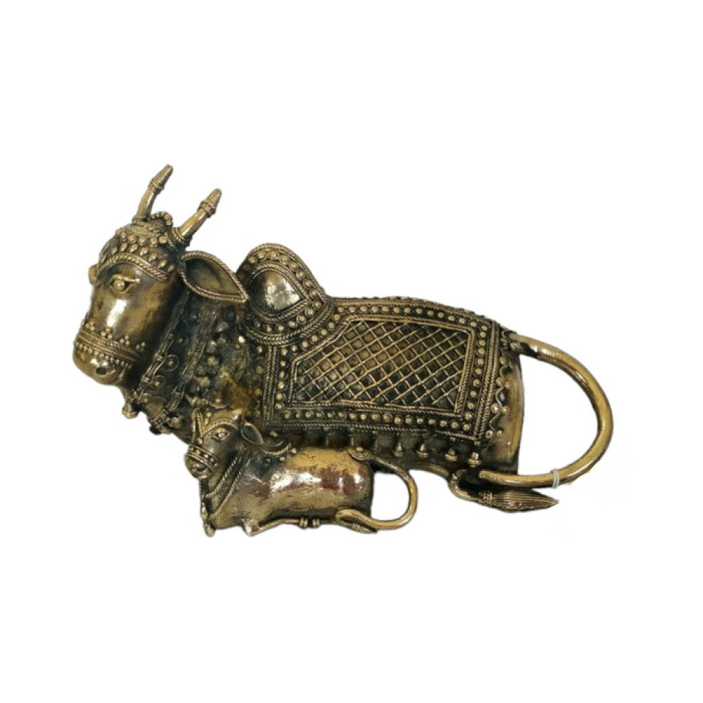 Sitting Nandi along with the Baby Calf