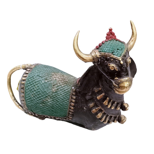 Sitting Nandi Painted in Dark Green