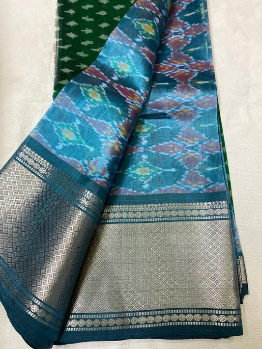 Sky Blue Telia Rumal Saree