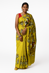 Sohrai Khovar Green Tussar Munga Saree