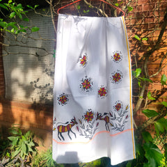 Sohrai Khovar Hand-Painted Gamcha Style 4