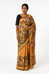 Sohrai Khovar Peach Tussar Munga Saree