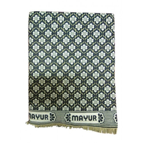 Cotton Premium Solapur Chaddar In Black & Golden Colour Floral Pattern For Room Decor