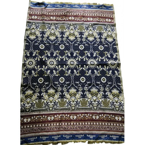 Cotton Premium Solapur Chaddar In Dark Blue Colour Floral Pattern For Room Decor