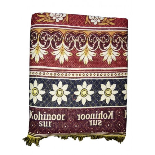 Cotton Premium Solapur Chaddar In Red Colour Floral Pattern For Room Decor