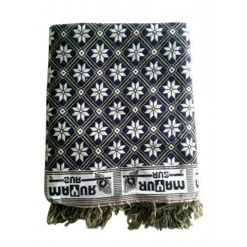 Cotton Premium Solapur Chaddar In Beautiful Dark Green Colour Floral Pattern For Room Decor