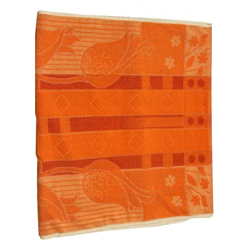 Ultra Soft Solapur Terry Towel In Orange Colour For Home Bathing & Hotels