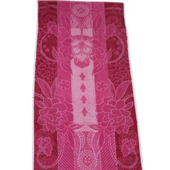 Ultra Soft Solapur Terry Towel In Red Floral Pattern For Home Bathing & Hotels