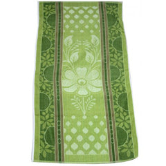 Ultra Soft Solapur Terry Towel In Green Floral Pattern For Home Bathing & Hotels
